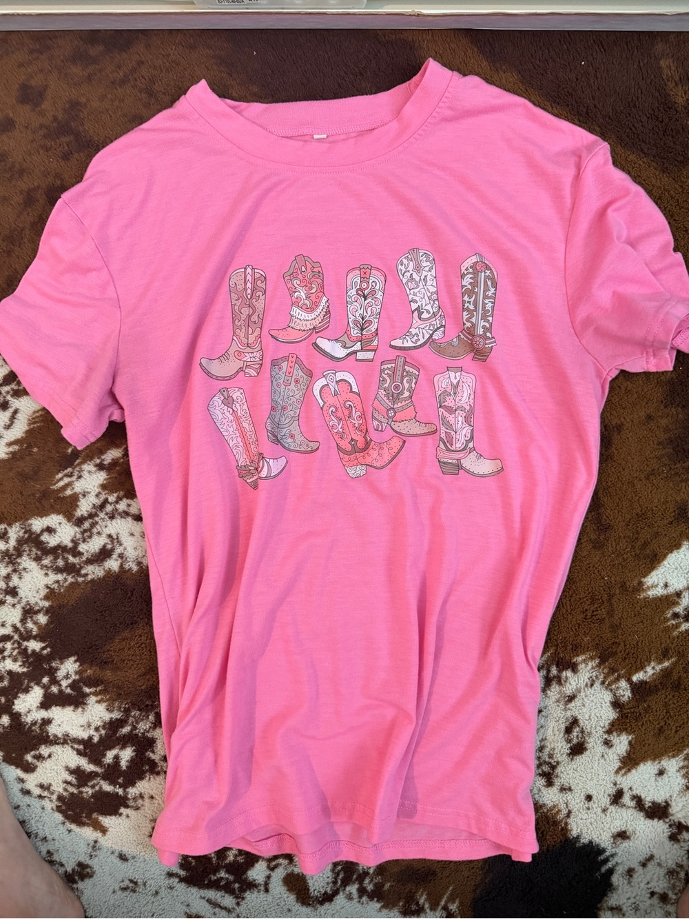 Pink Graphic Tee women’s medium with Cowboy Boot Design